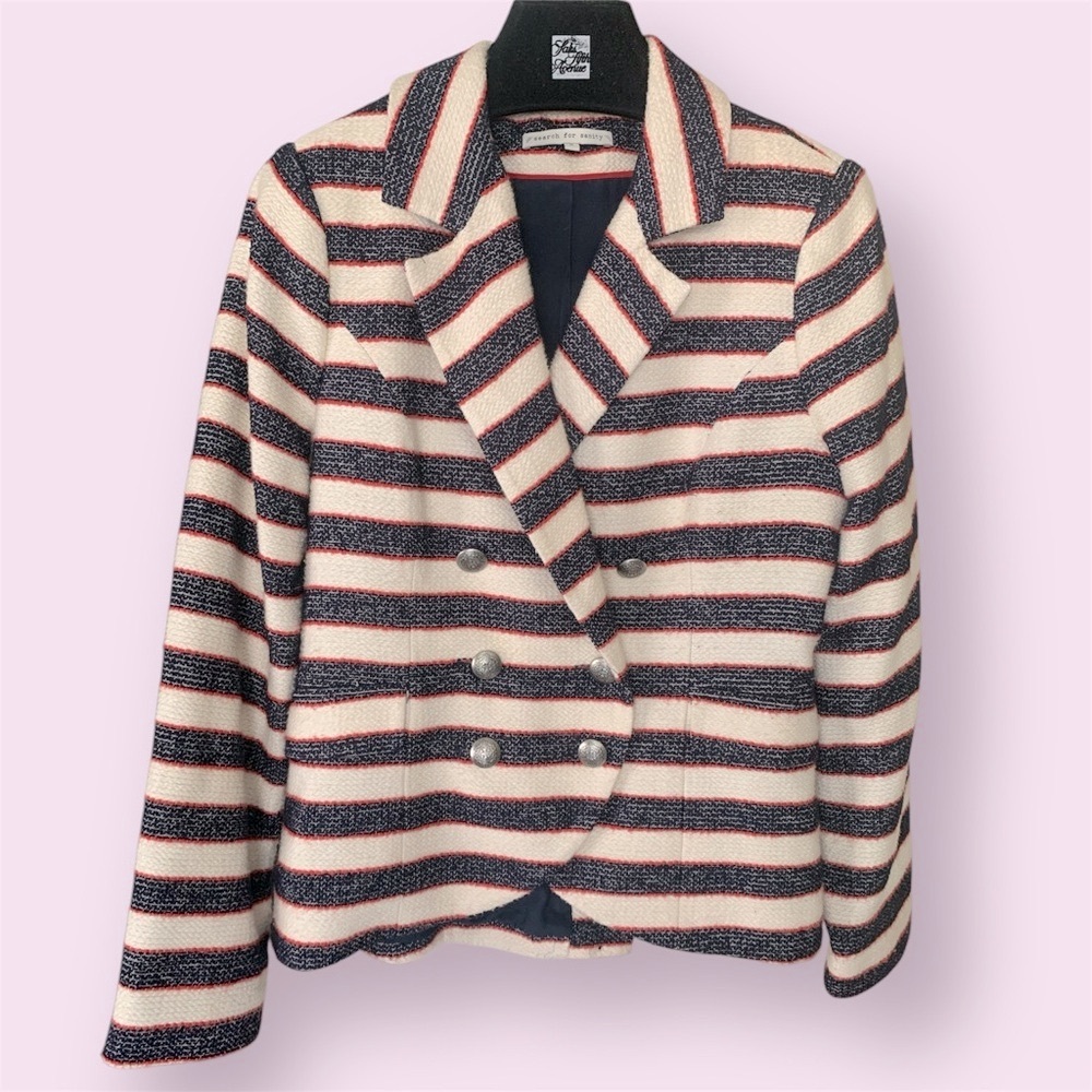 Striped Double Breasted Blazer - image 4